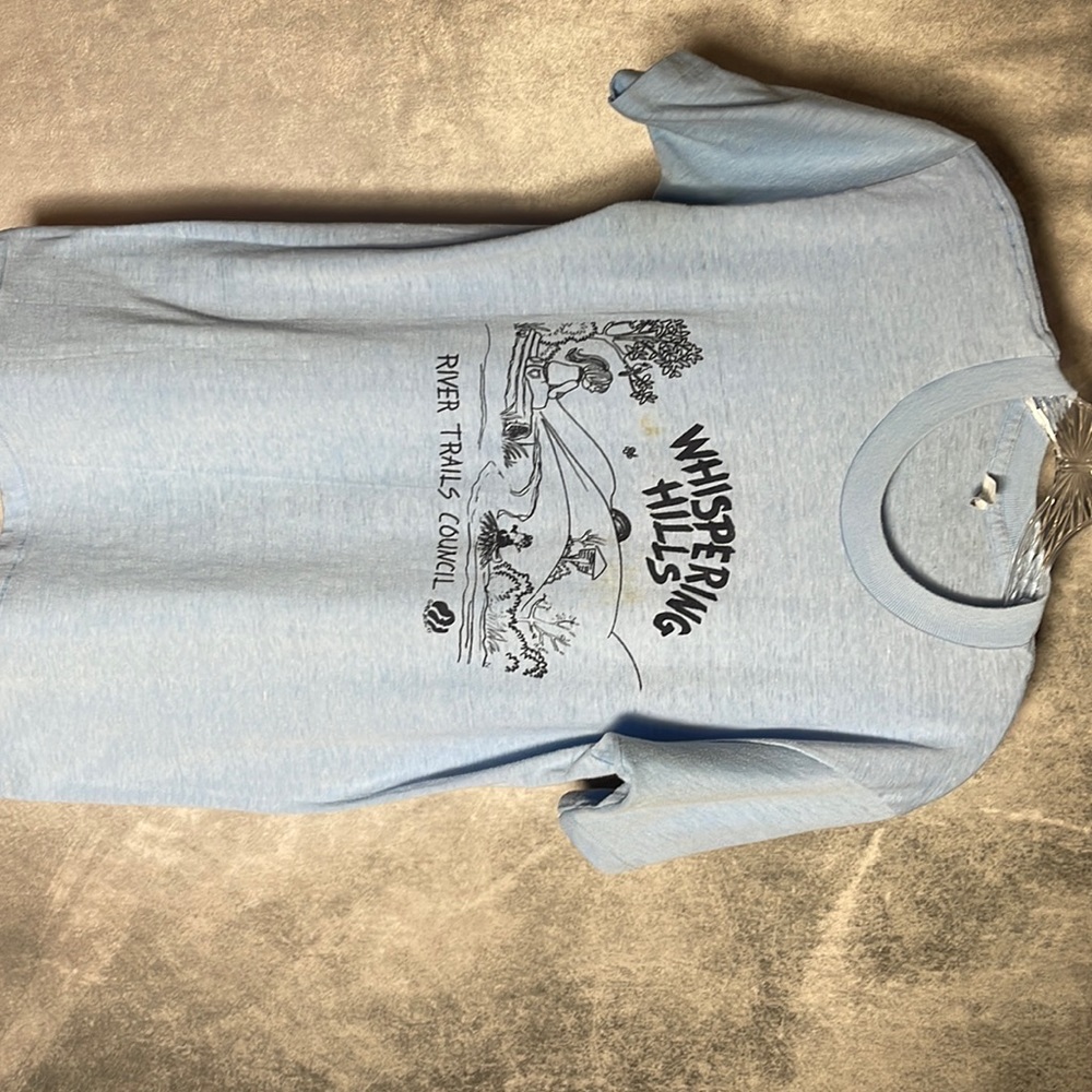 Vintage Girl Scouts T-shirt in blue.